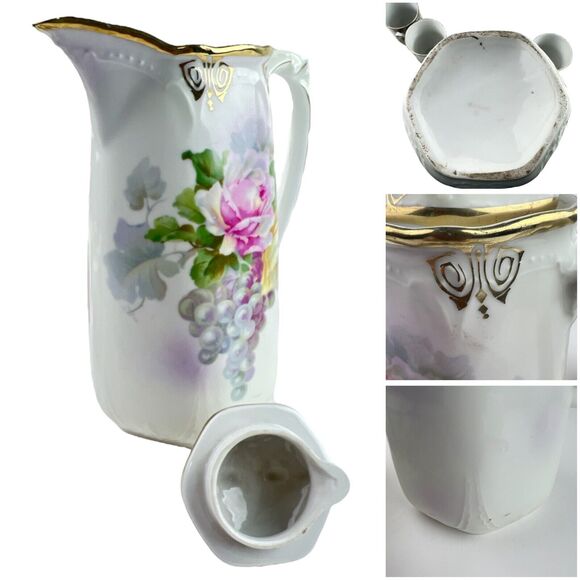 Antique Art Nouveau Demitasse Chocolate Pot/Espresso Set Three Crown Germany 7pc - Picture 10 of 15